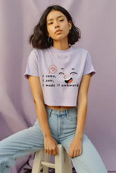 Women's I Made It Awkward Lavender Crop Top